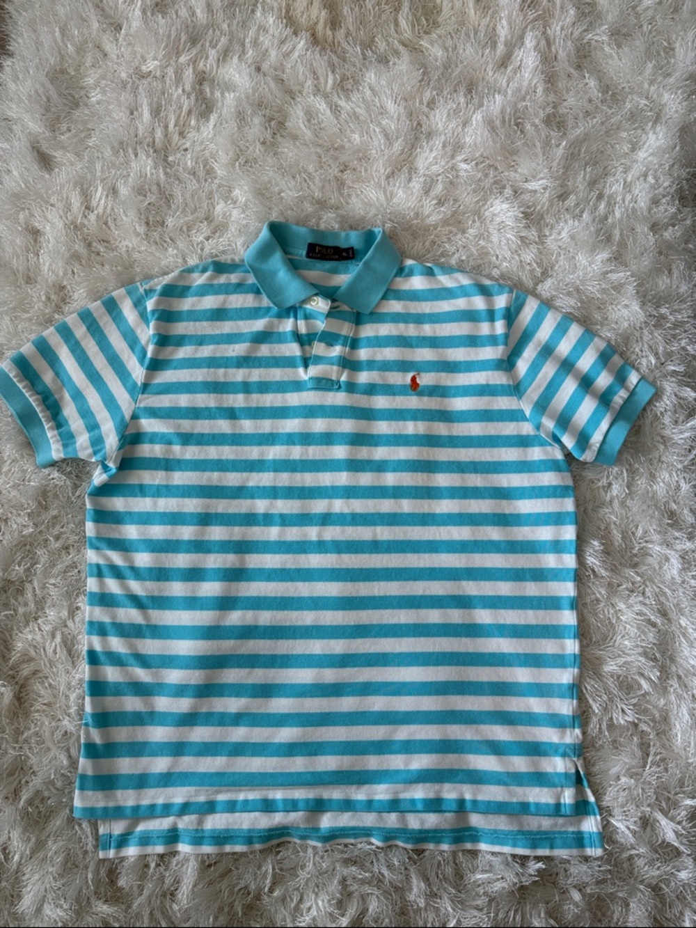 Polo by Ralph Lauren Turquoise & White Striped Polo Shirt